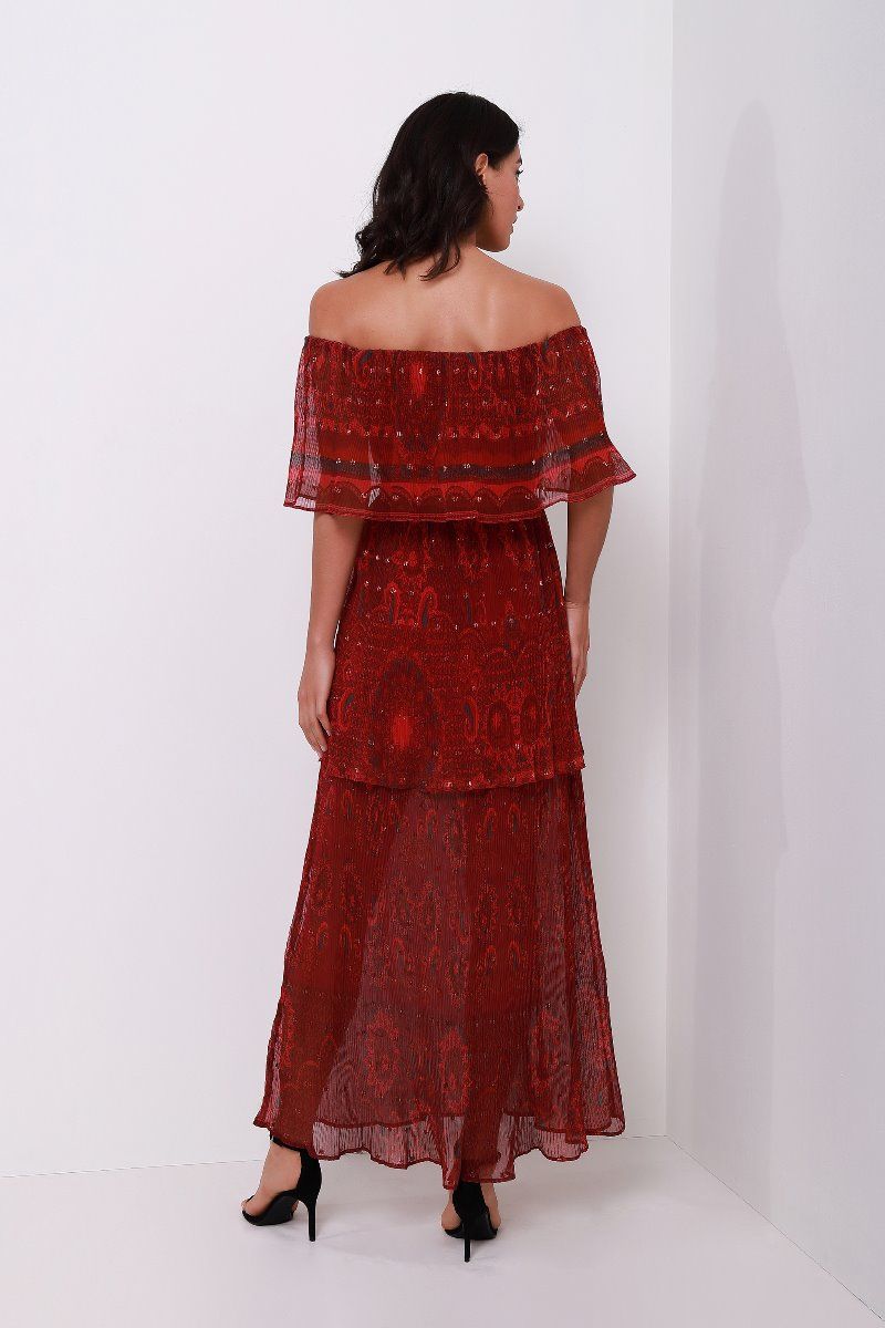 printed off shoulder dress 