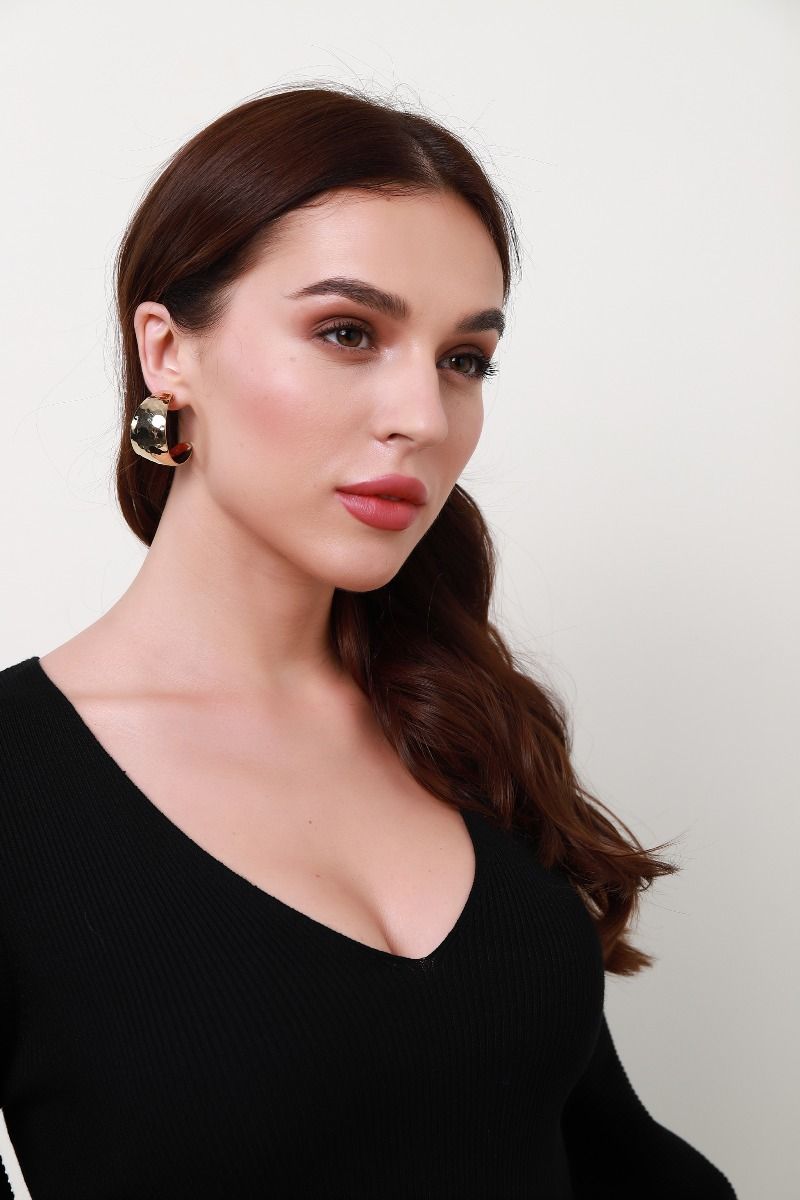 half loop gold earrings