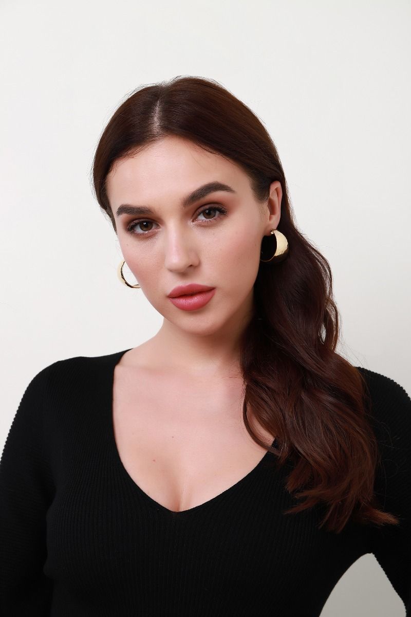 half loop gold earrings