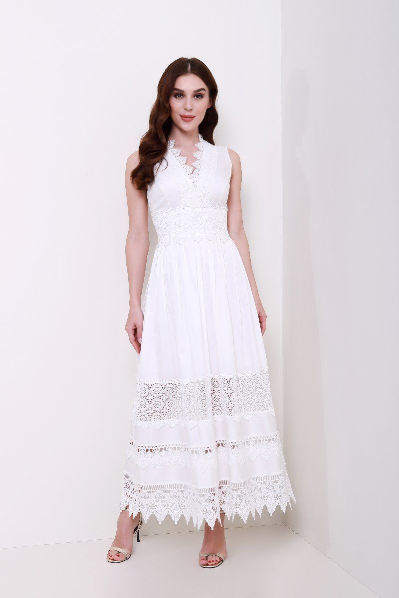 lace V neck dress
