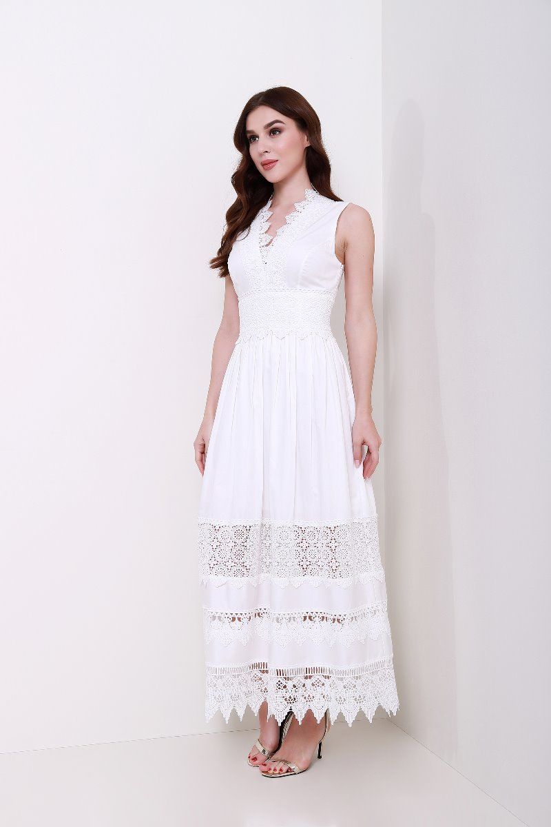 lace V neck dress