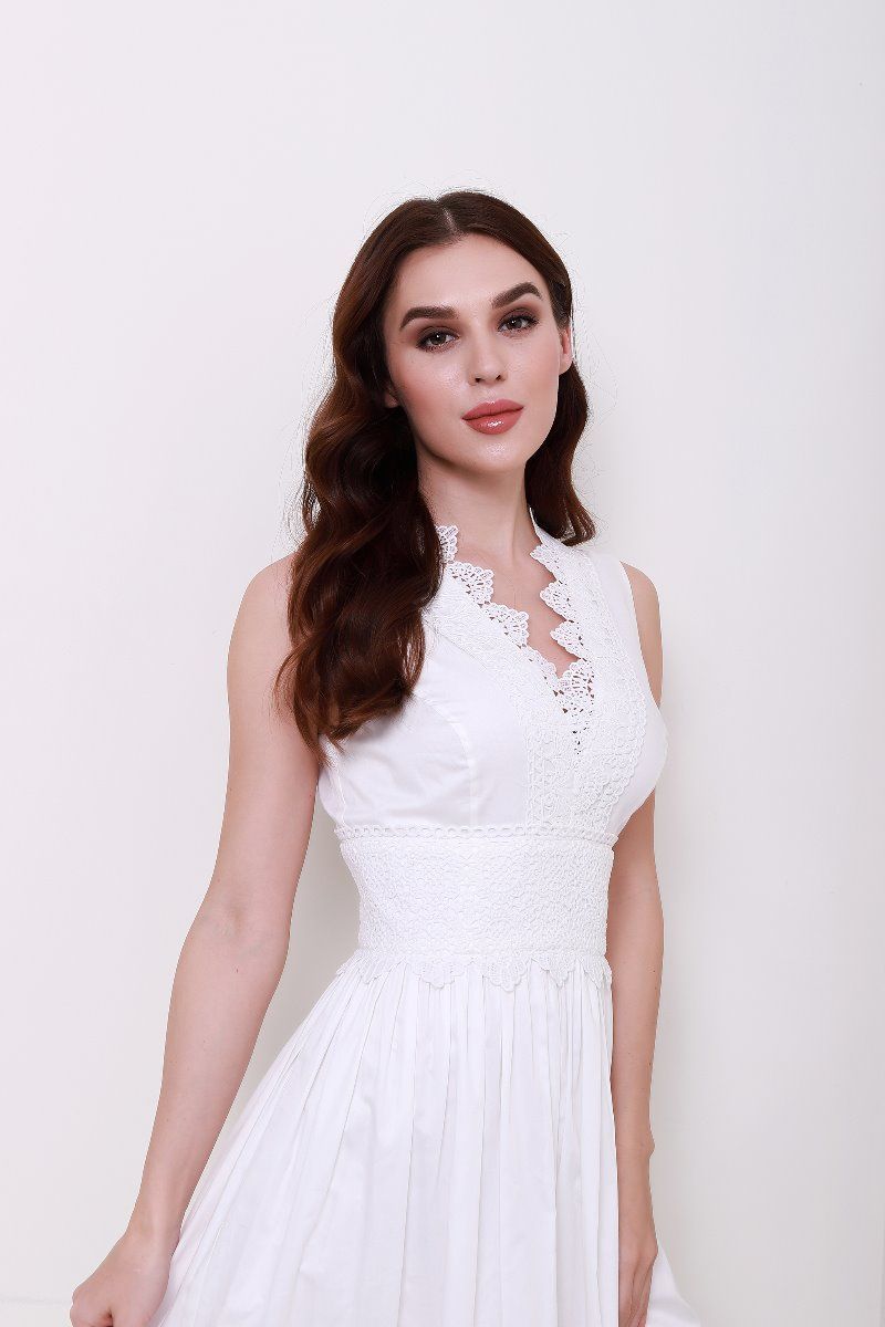 lace V neck dress