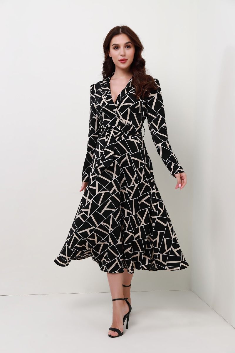 Collared print patterns dress