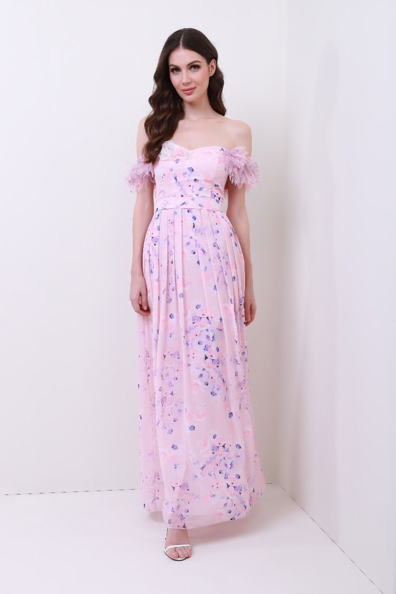 off shoulder floral dress