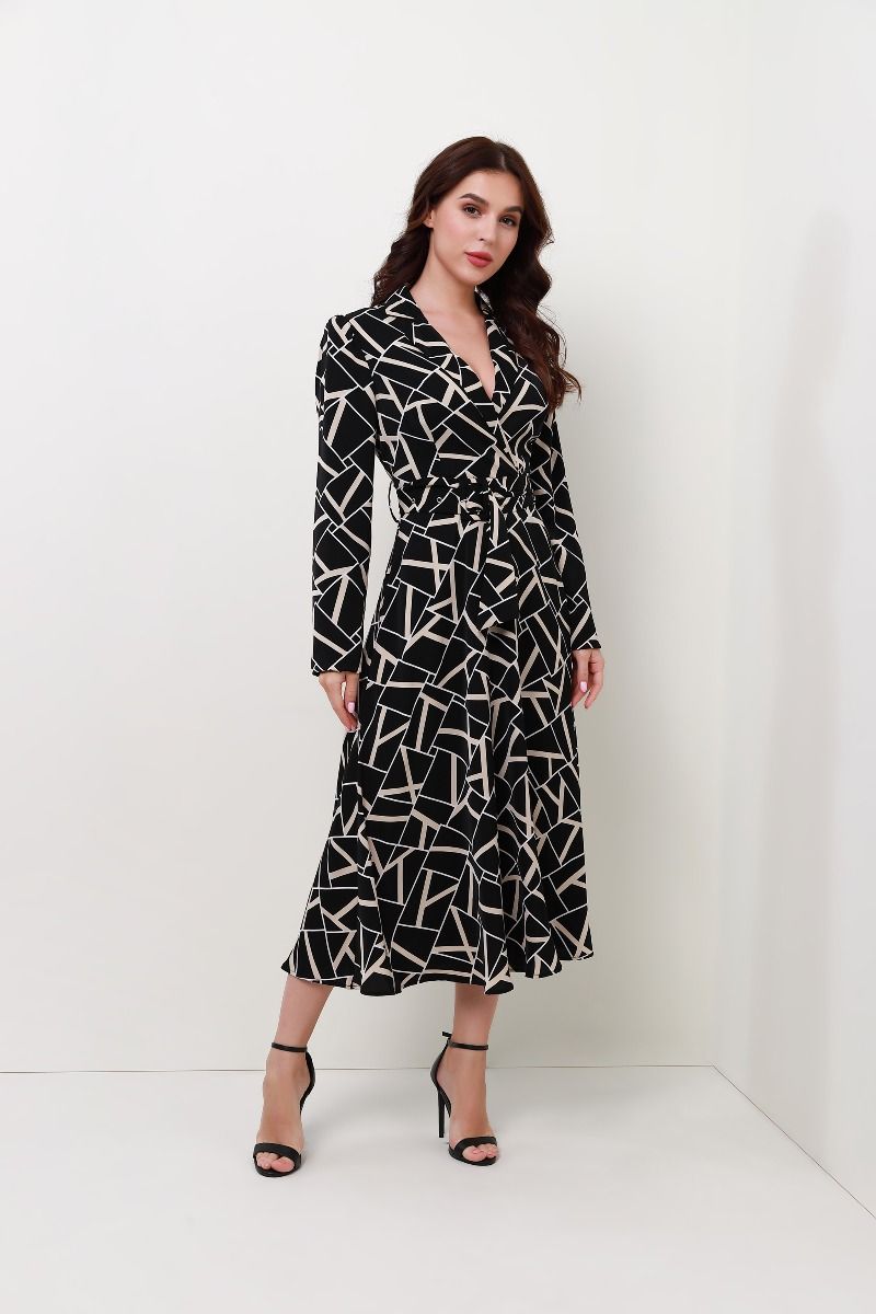 Collared print patterns dress