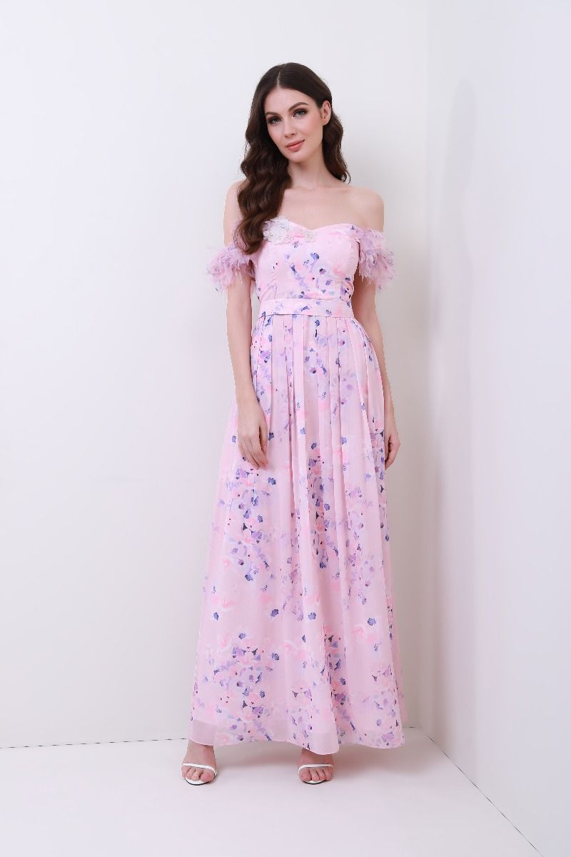 off shoulder floral dress