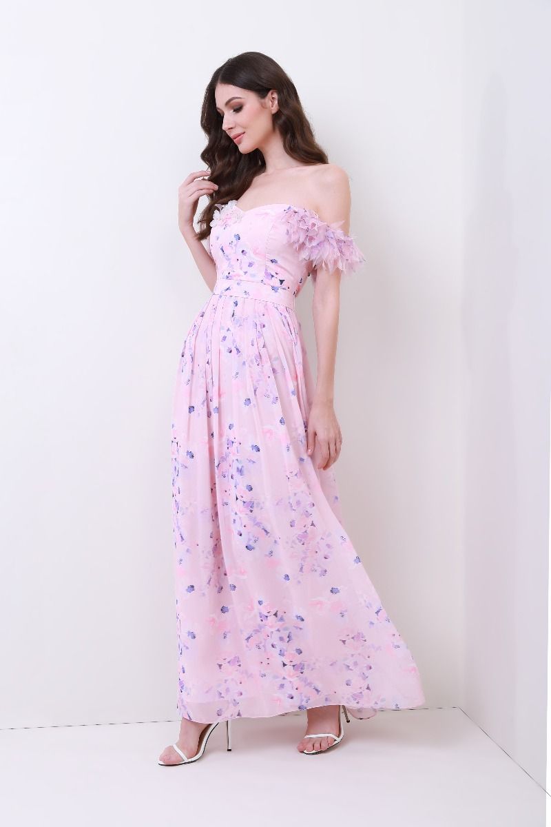 off shoulder floral dress