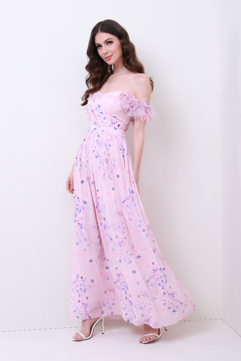off shoulder floral dress
