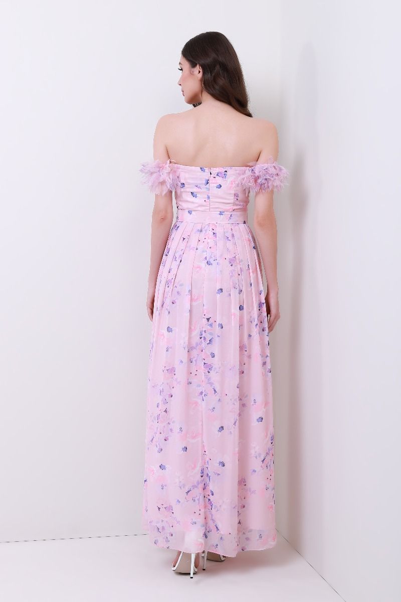 off shoulder floral dress