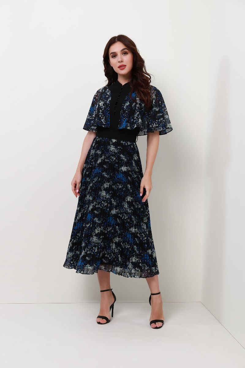 cape sleeves chiffon dress