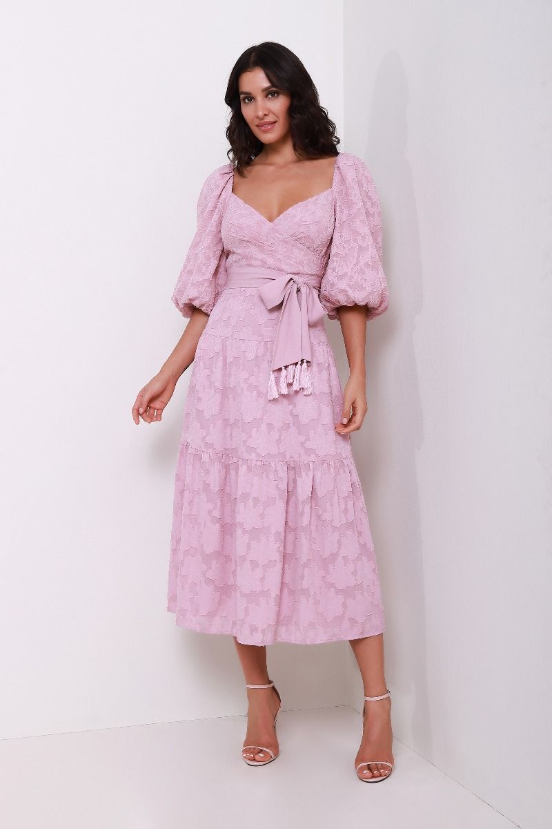 pleated bustier jacquard dress 