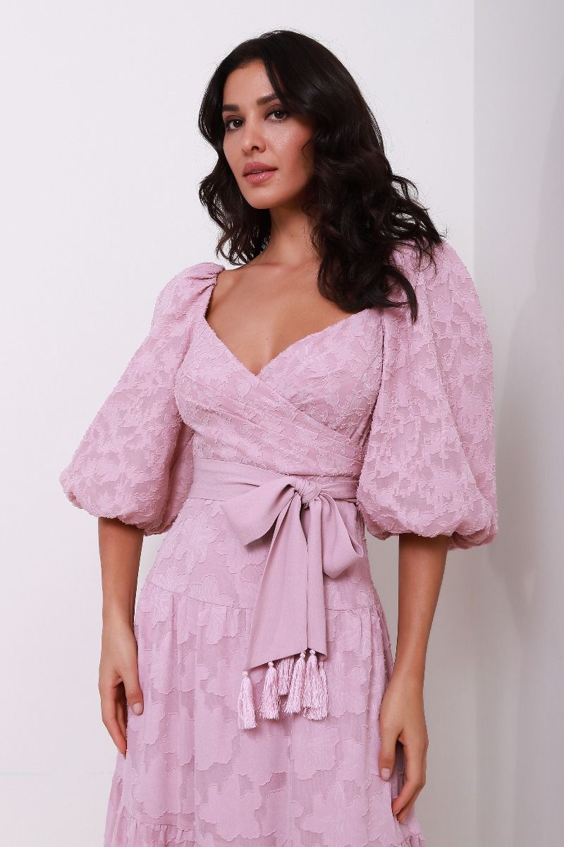 pleated bustier jacquard dress 