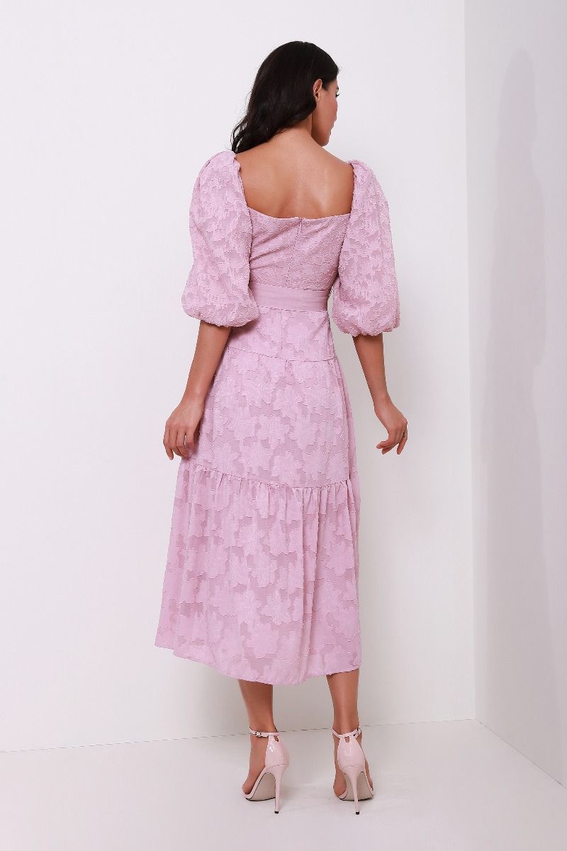 pleated bustier jacquard dress 