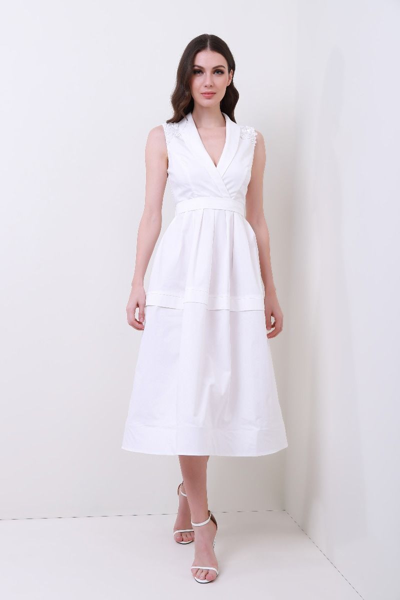 embellished shoulders dress
