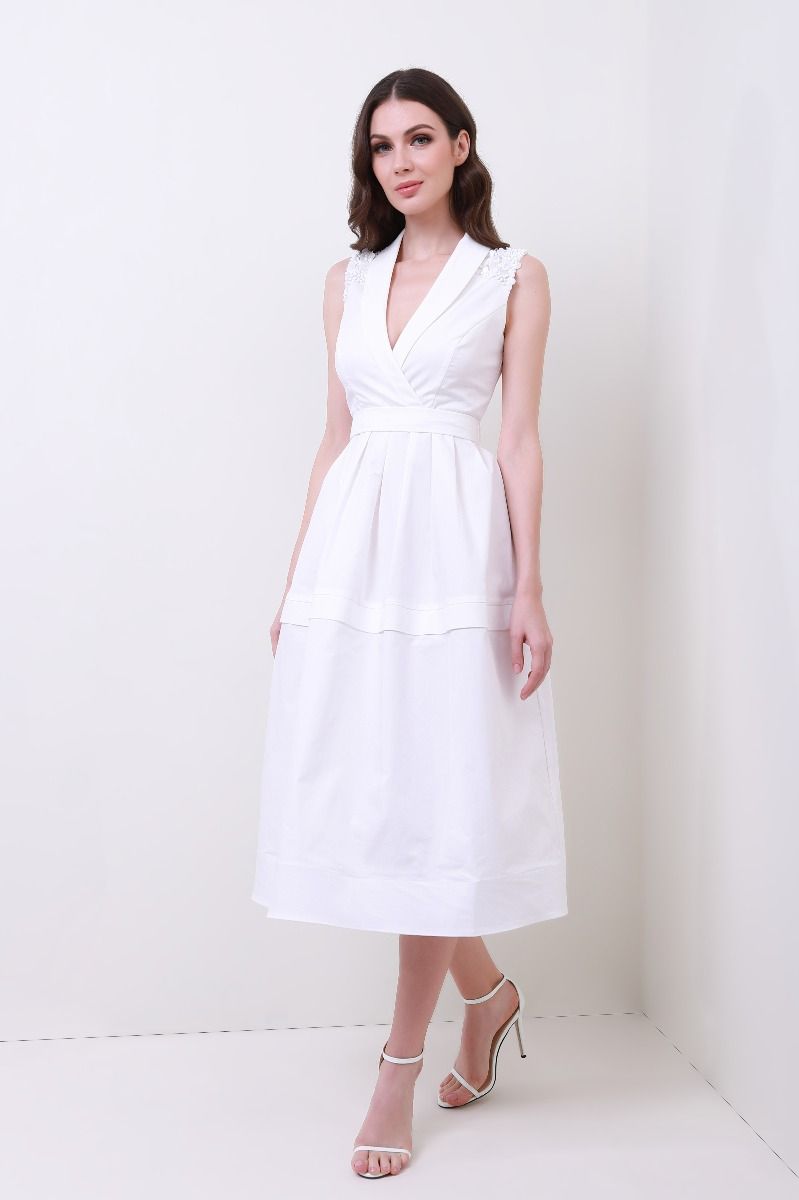 embellished shoulders dress