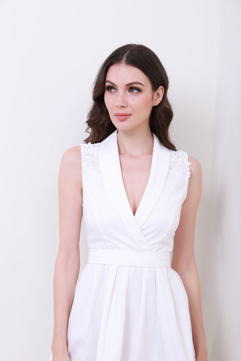 embellished shoulders dress
