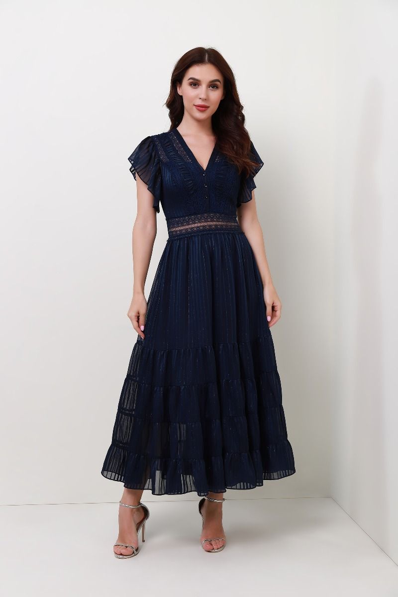 stripe chiffon dress