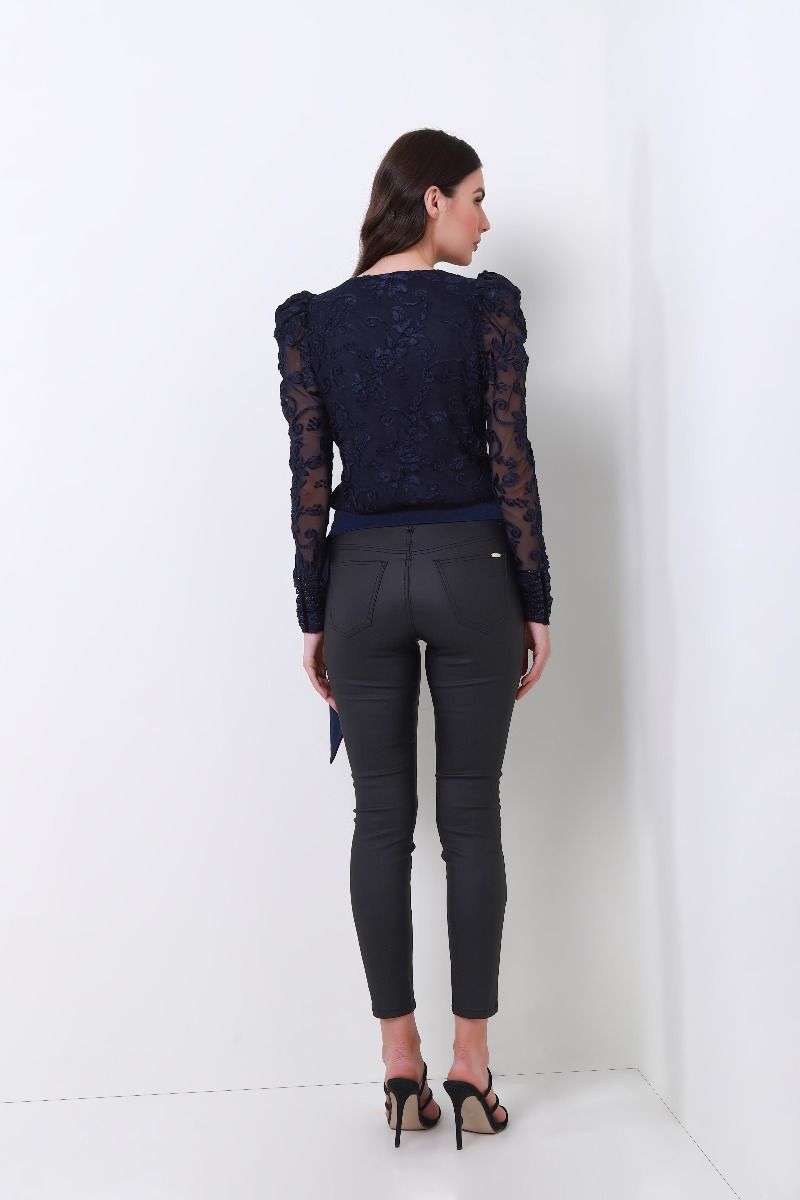 draped sleeves velvet top