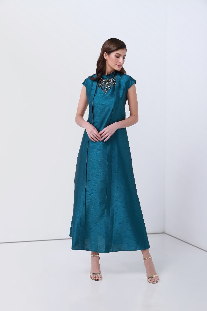 Beaded collar dress