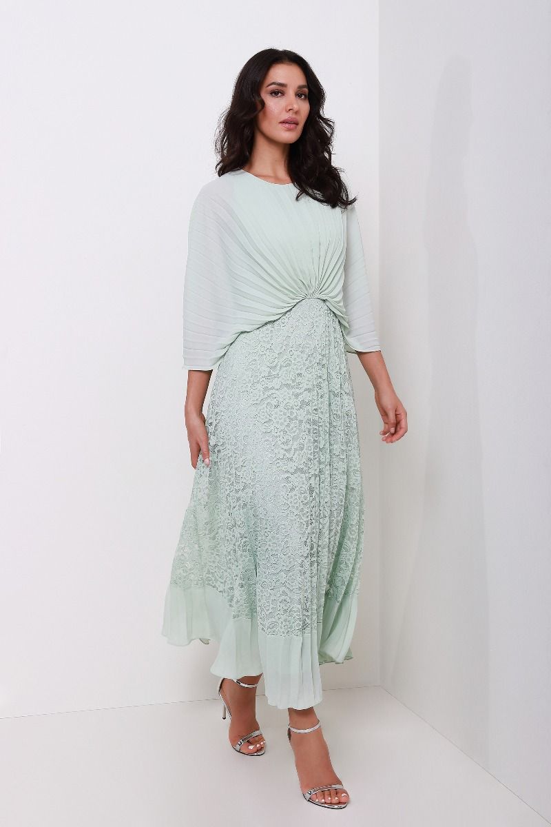 lace pleated bustier dress