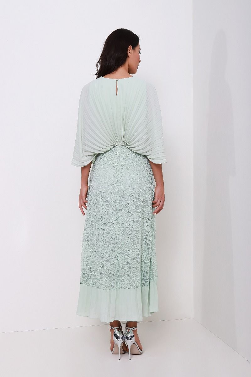 lace pleated bustier dress