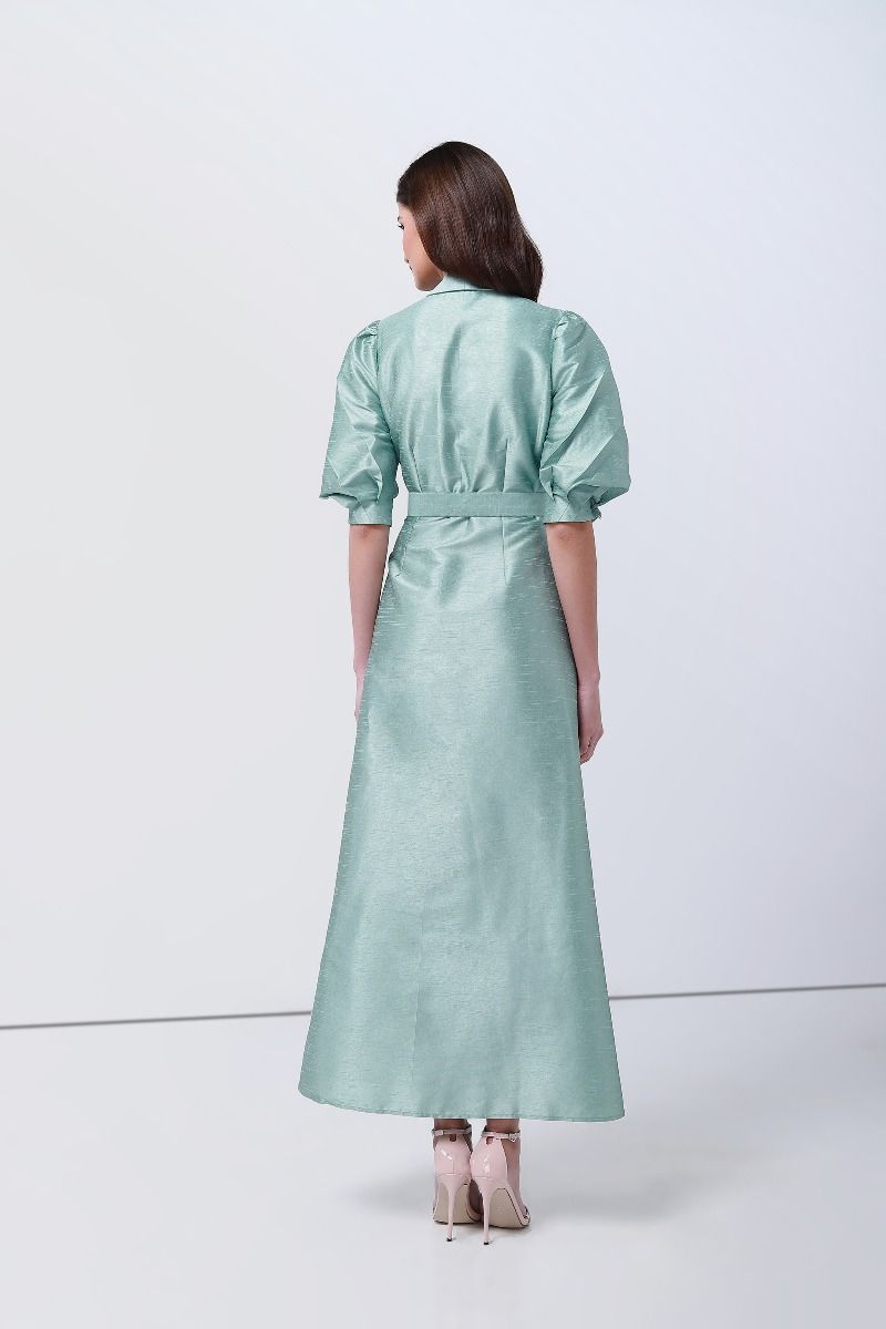 balloon sleeves wrap dress