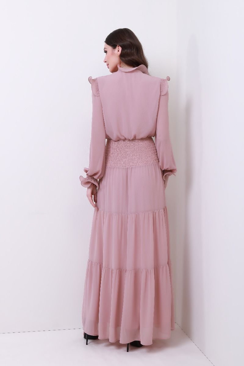 ruched waist chiffon dress
