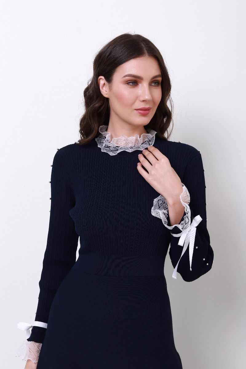 high lace neck dress