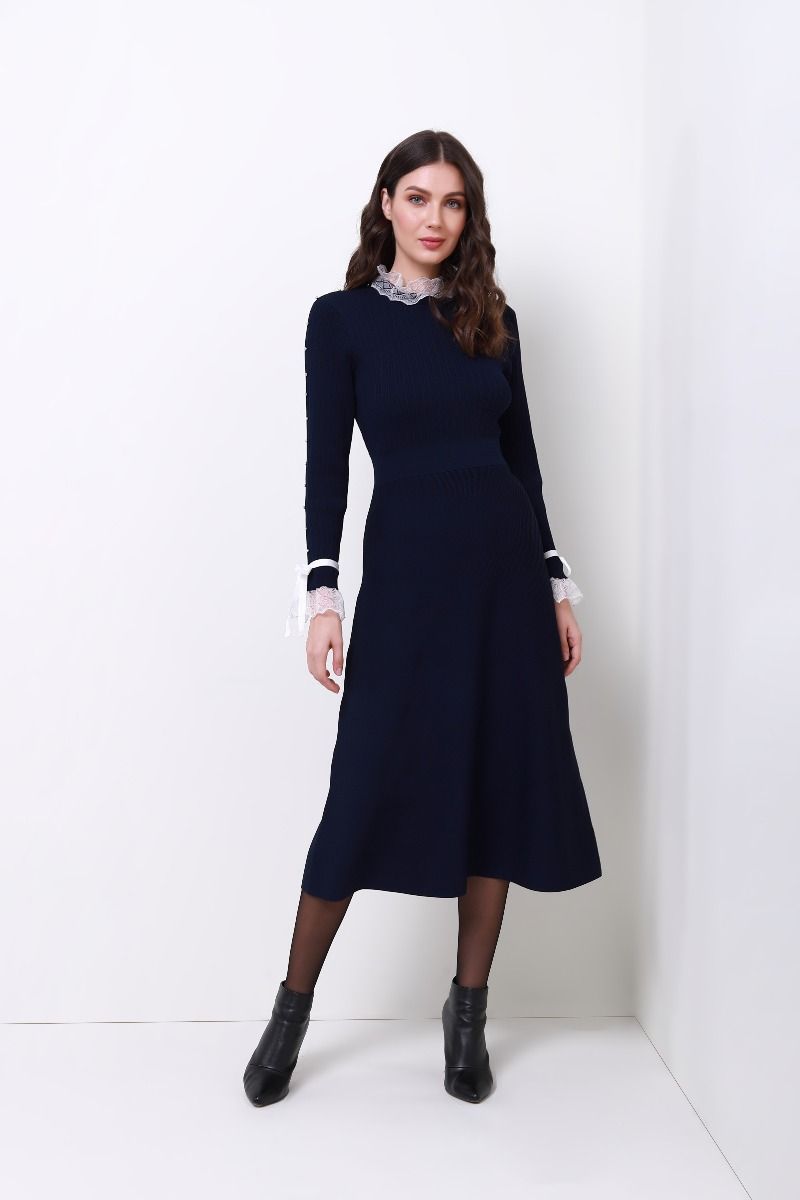 high lace neck dress