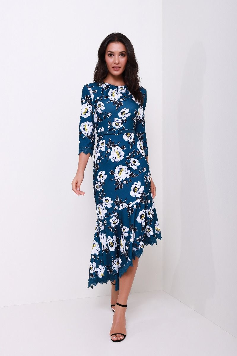 Floral lace trimming dress  