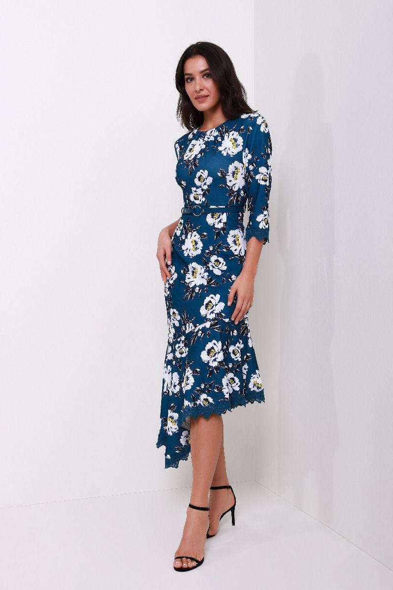 Floral lace trimming dress  