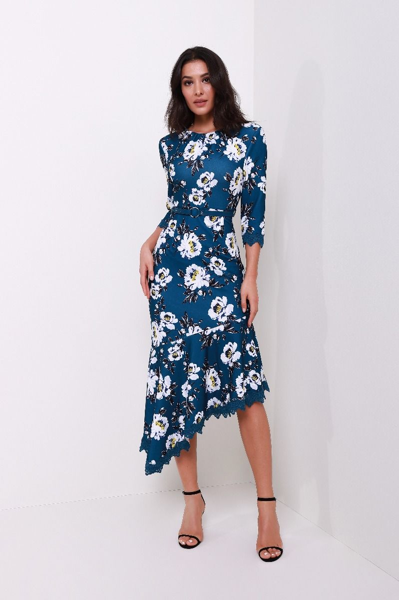 Floral lace trimming dress  