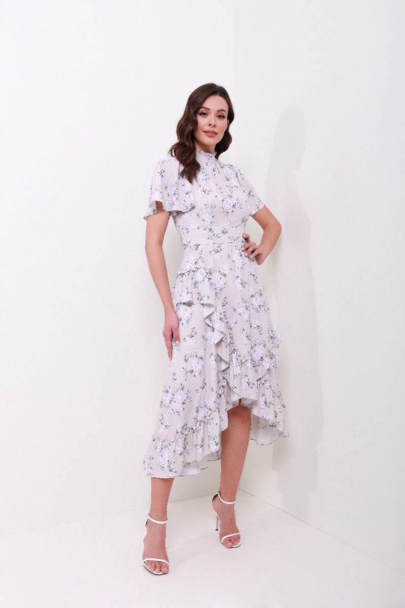 Frill neck floral dress