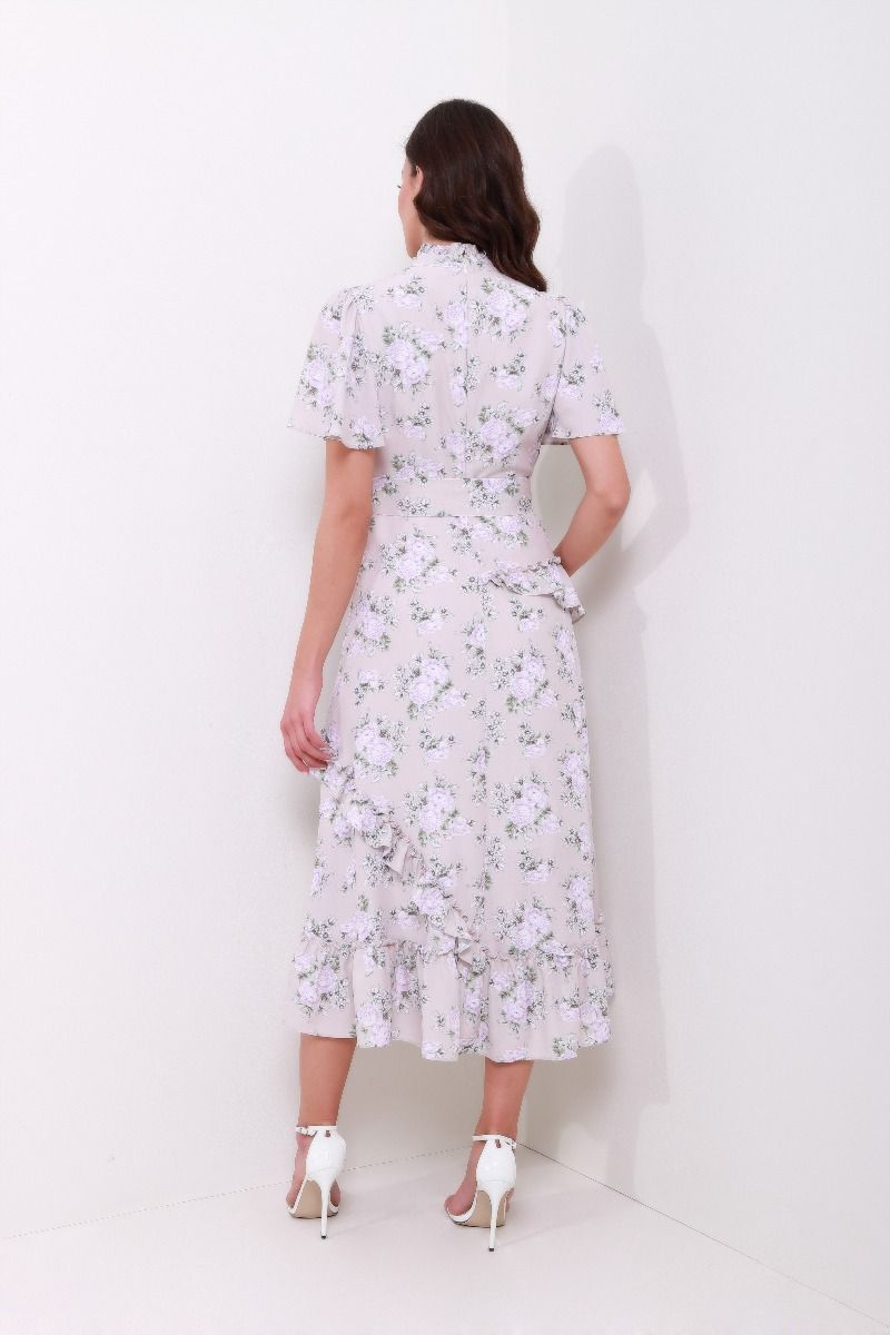 Frill neck floral dress