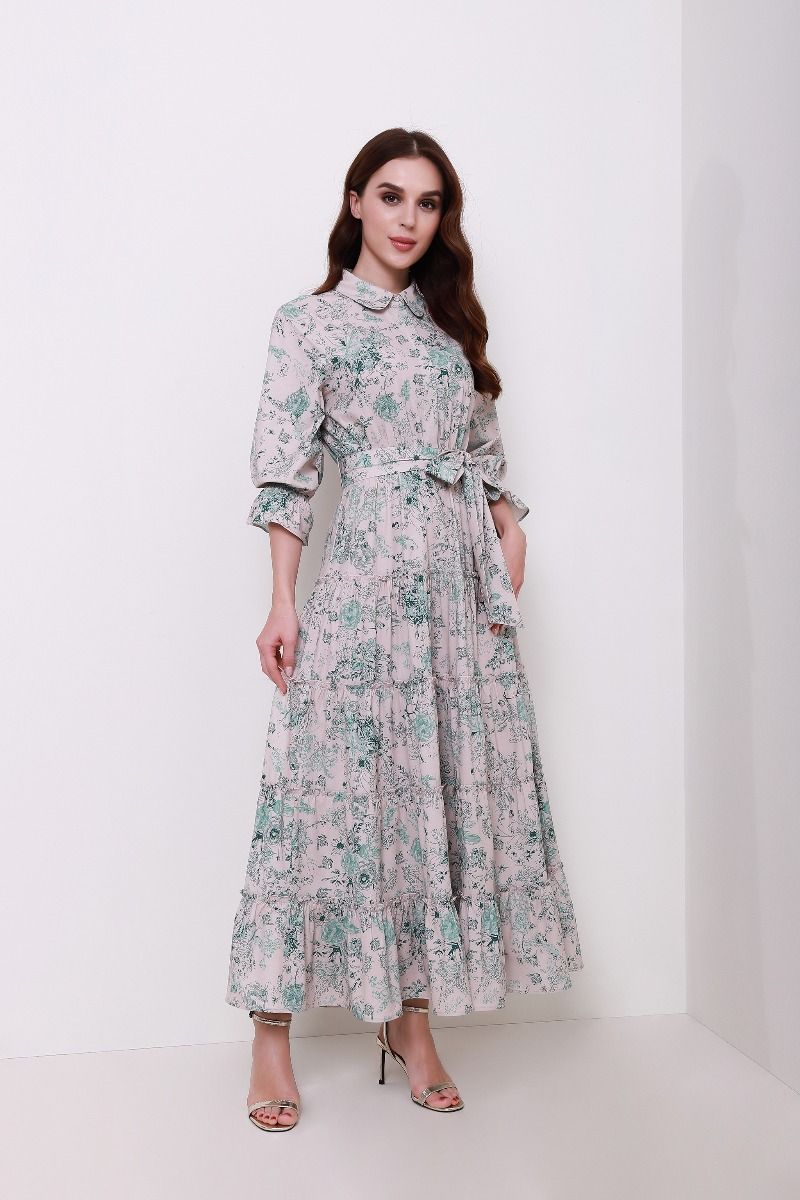 Collar printed dress