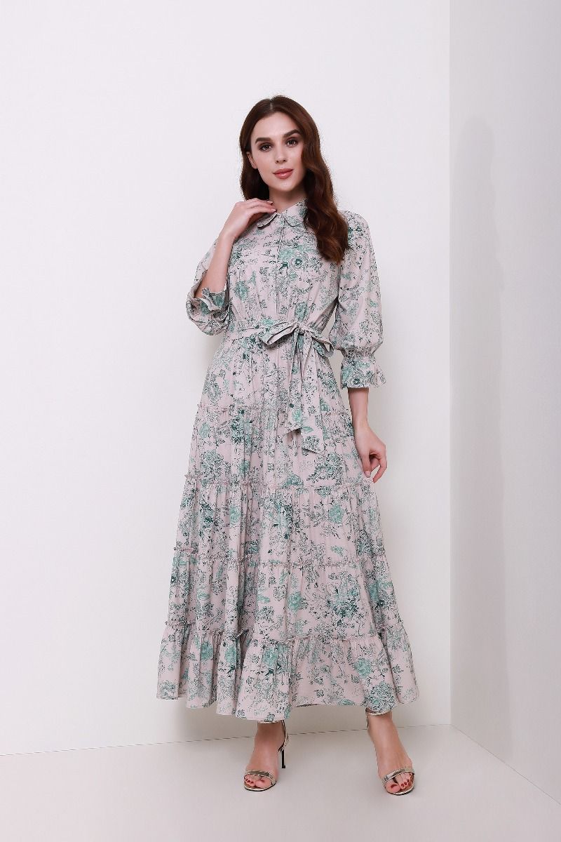 Collar printed dress