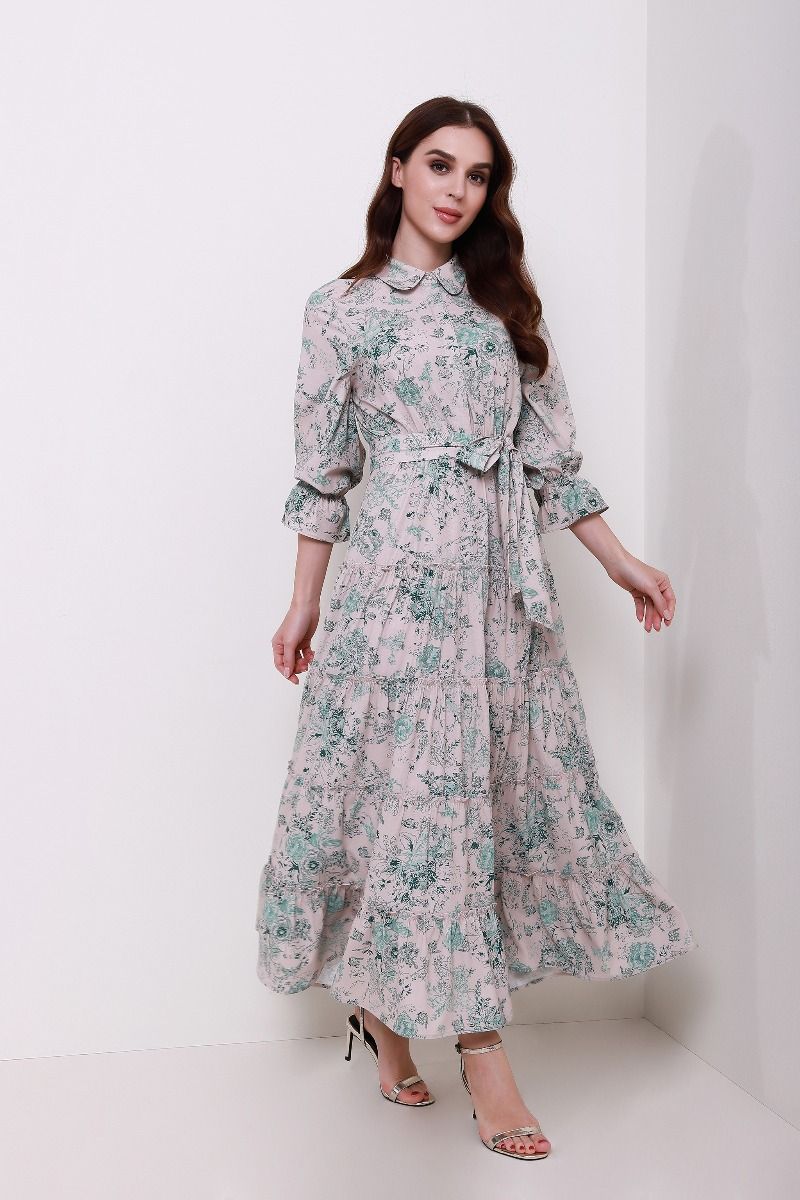 Collar printed dress