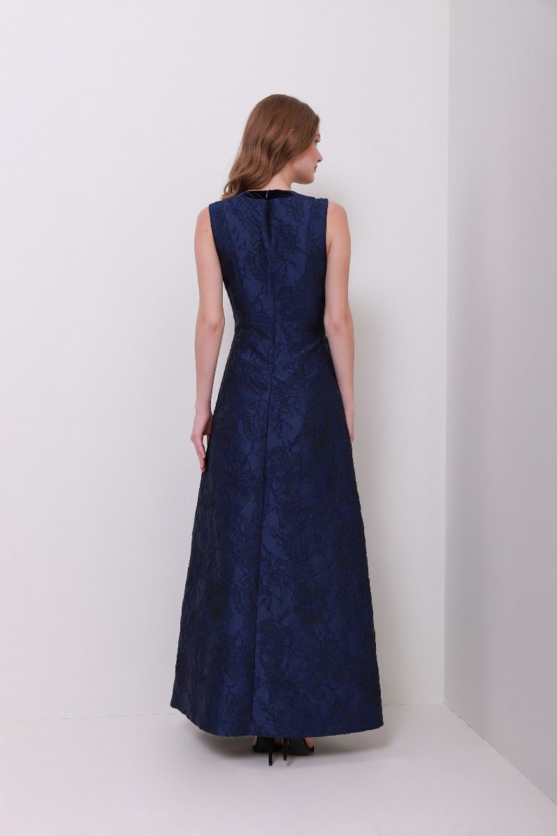 Brocade V neck dress