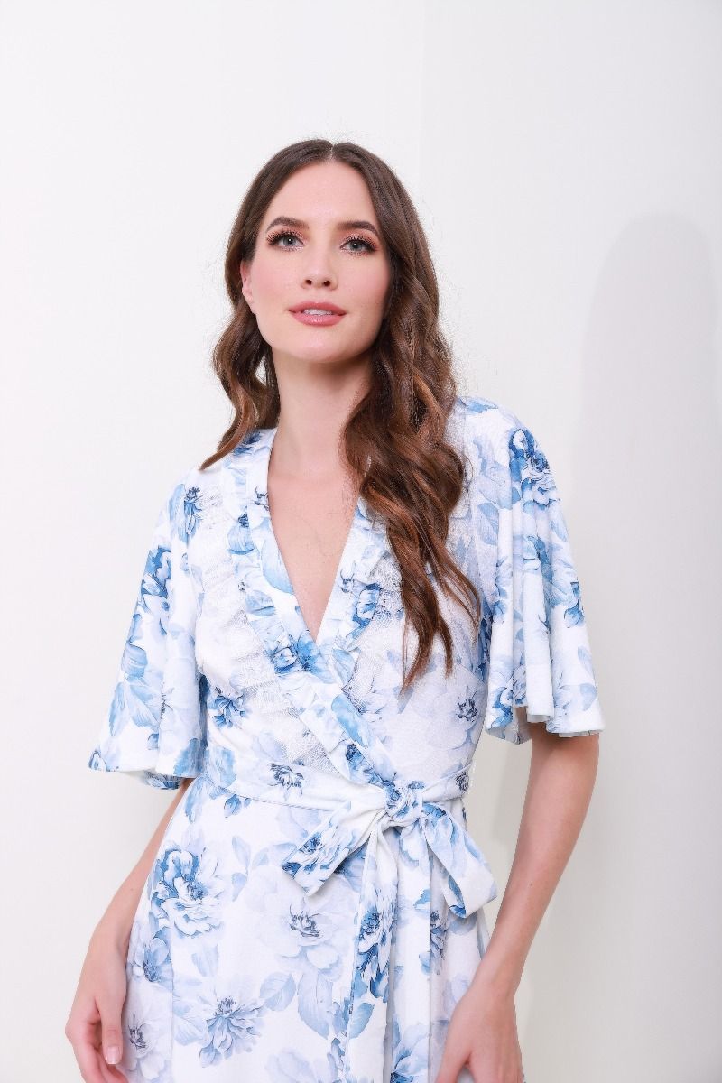 Wrap front floral dress
