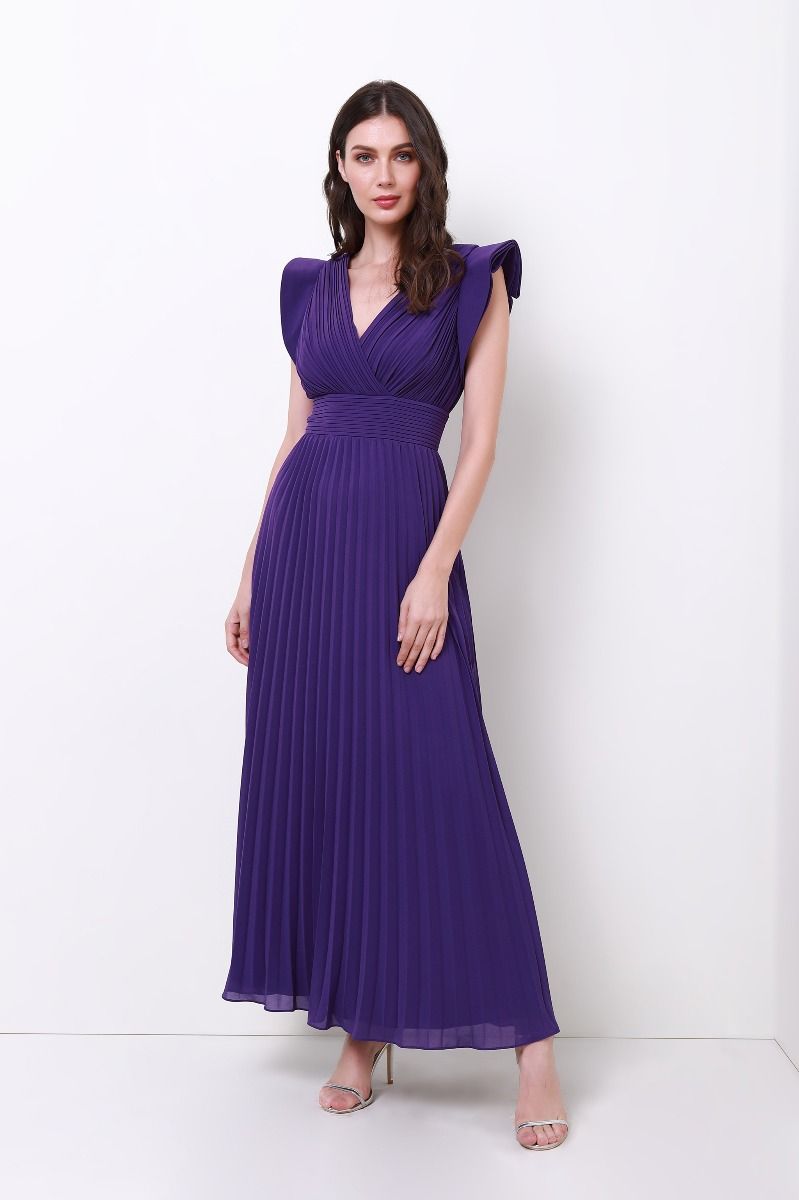 pleated chiffon dress