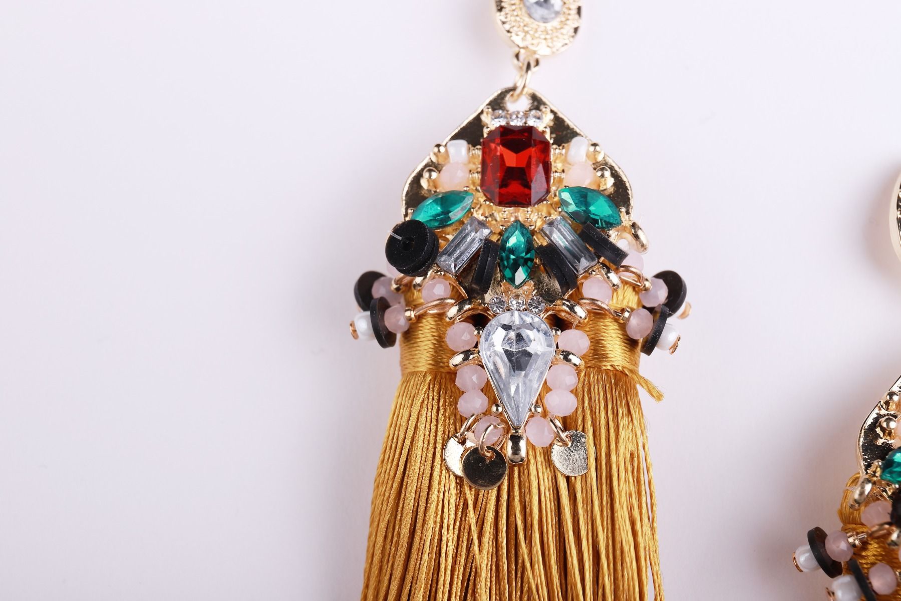 long crystal fringe earrings