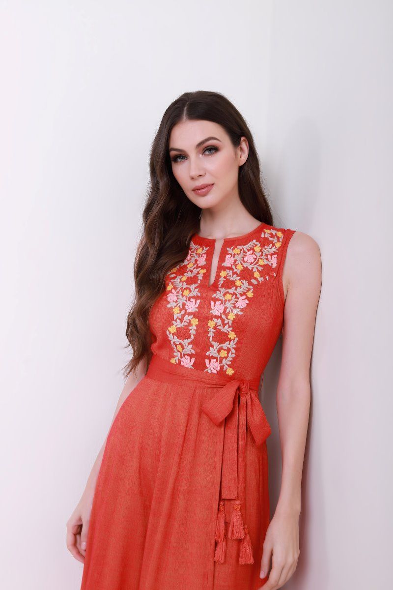 Embroidered bustier dress