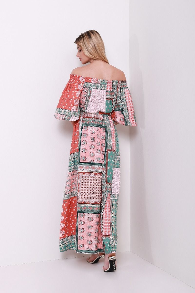 Off shoulder patterned dress