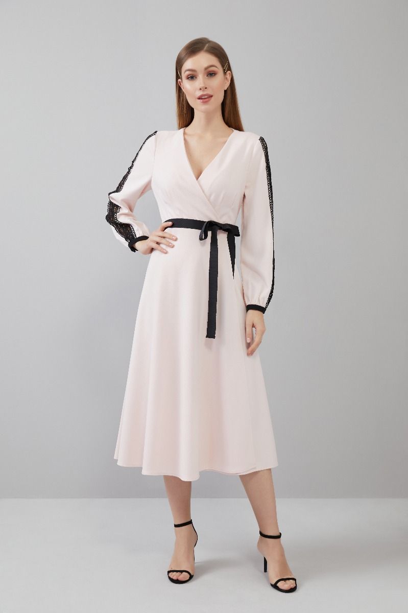 Lace Insert Midi Dress