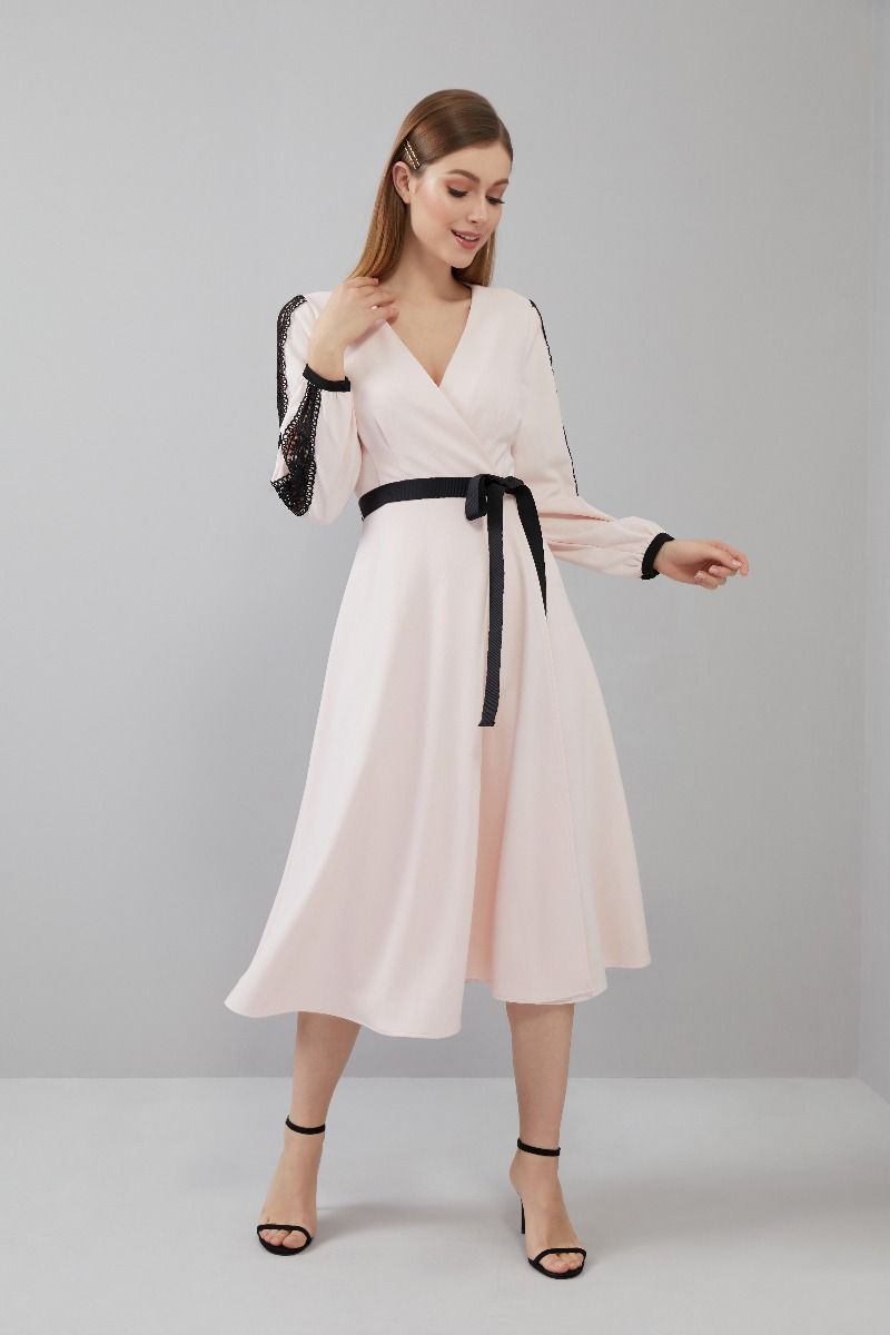 Lace Insert Midi Dress