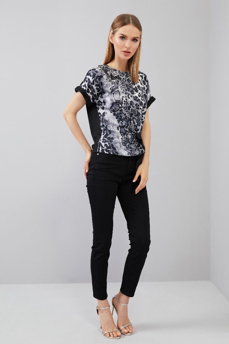 Snake Print Side Bow-Tie Blouse