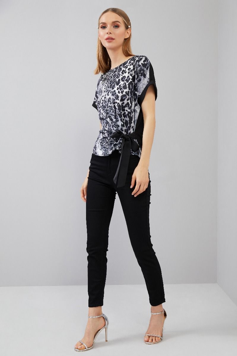Snake Print Side Bow-Tie Blouse