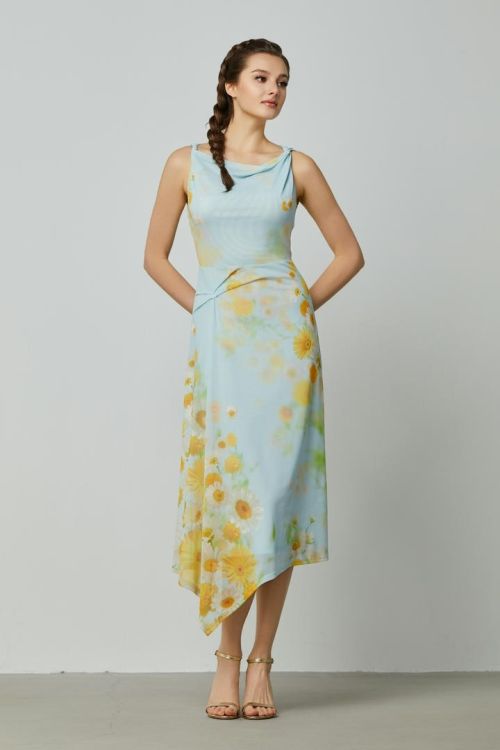Asymmetric floral dress