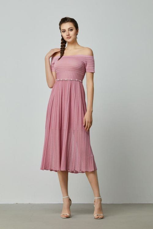 off-shoulder knit dress