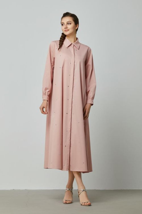 Stone-Embellished A-Line Kaftan